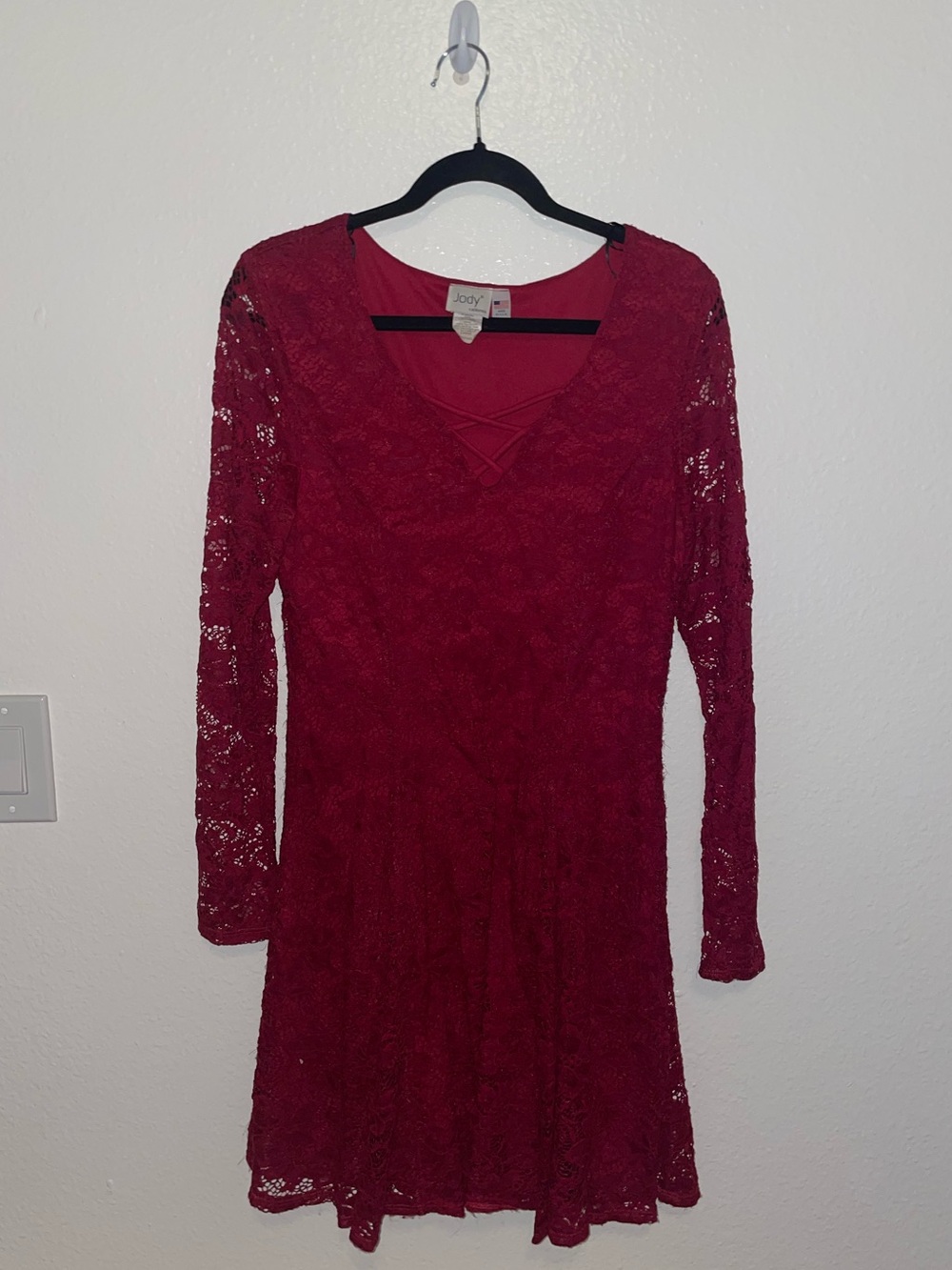 Jody California Red Lace Western Dress Size Large